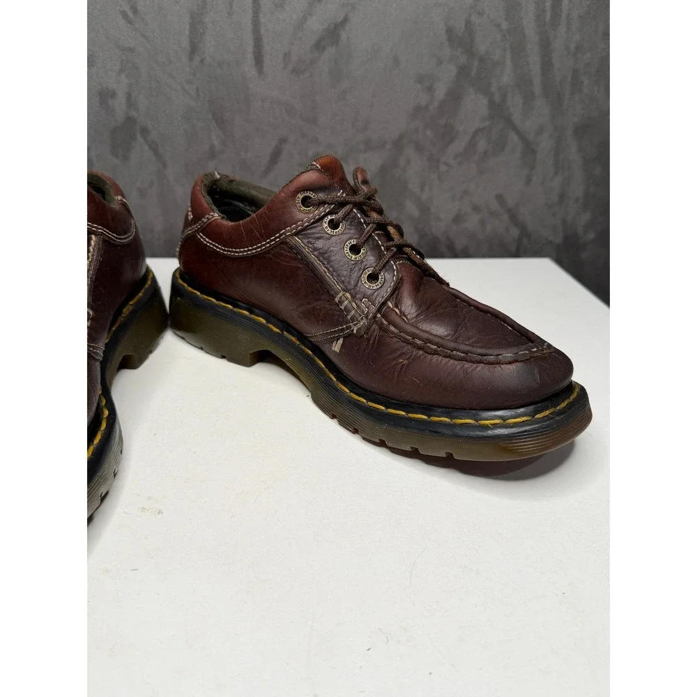 Vtg Dr. Martens Oxford Shoes Men US 8 Brown Leather Moc Toe Chunky Lug Sole 8A45